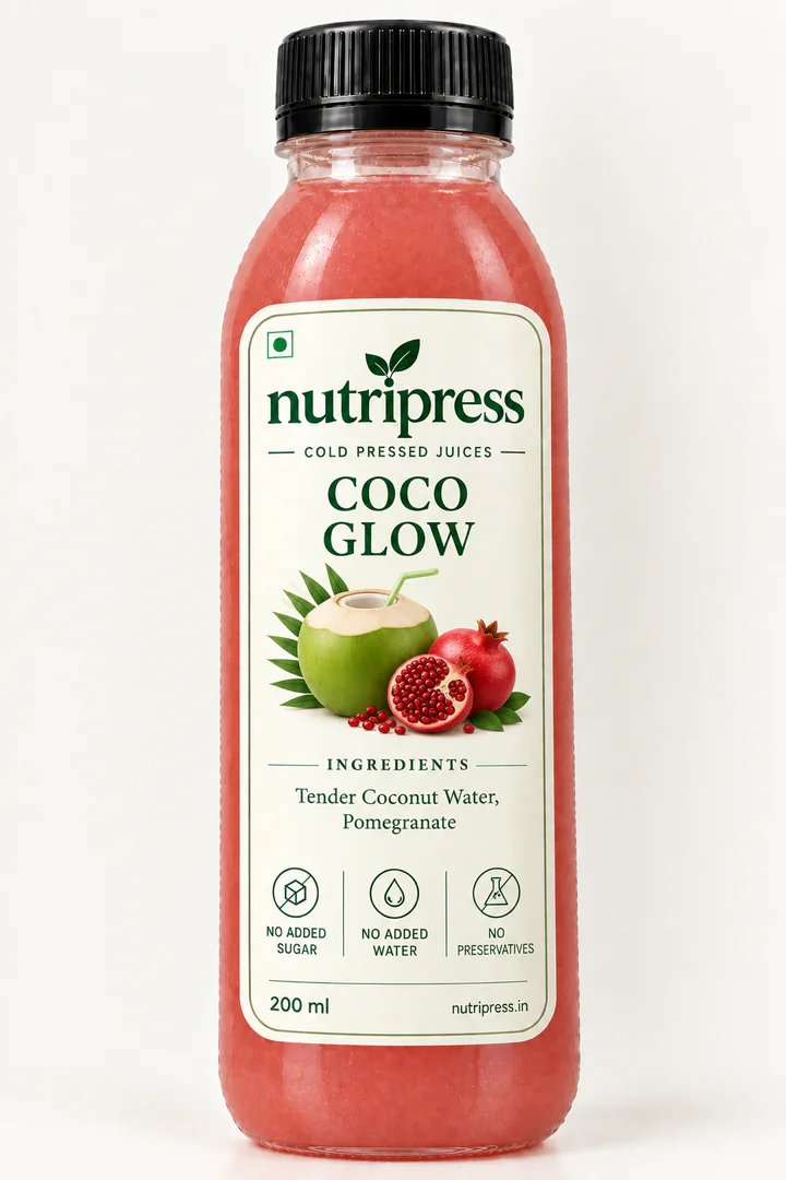 Nutripress Coco Glow cold-pressed juice bottle
