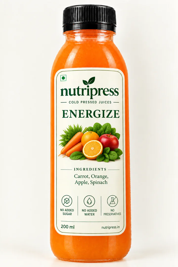 Nutripress Energize cold-pressed juice bottle