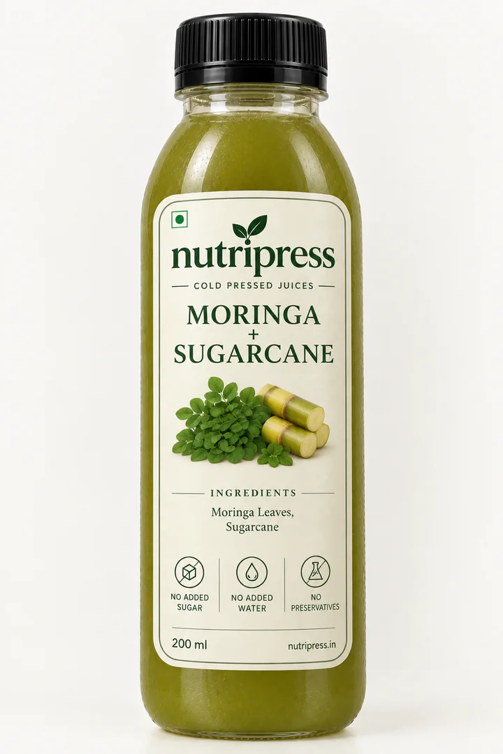 Nutripress Moringa cold-pressed juice bottle
