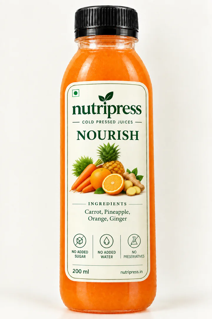 Nutripress Nourish cold-pressed juice bottle