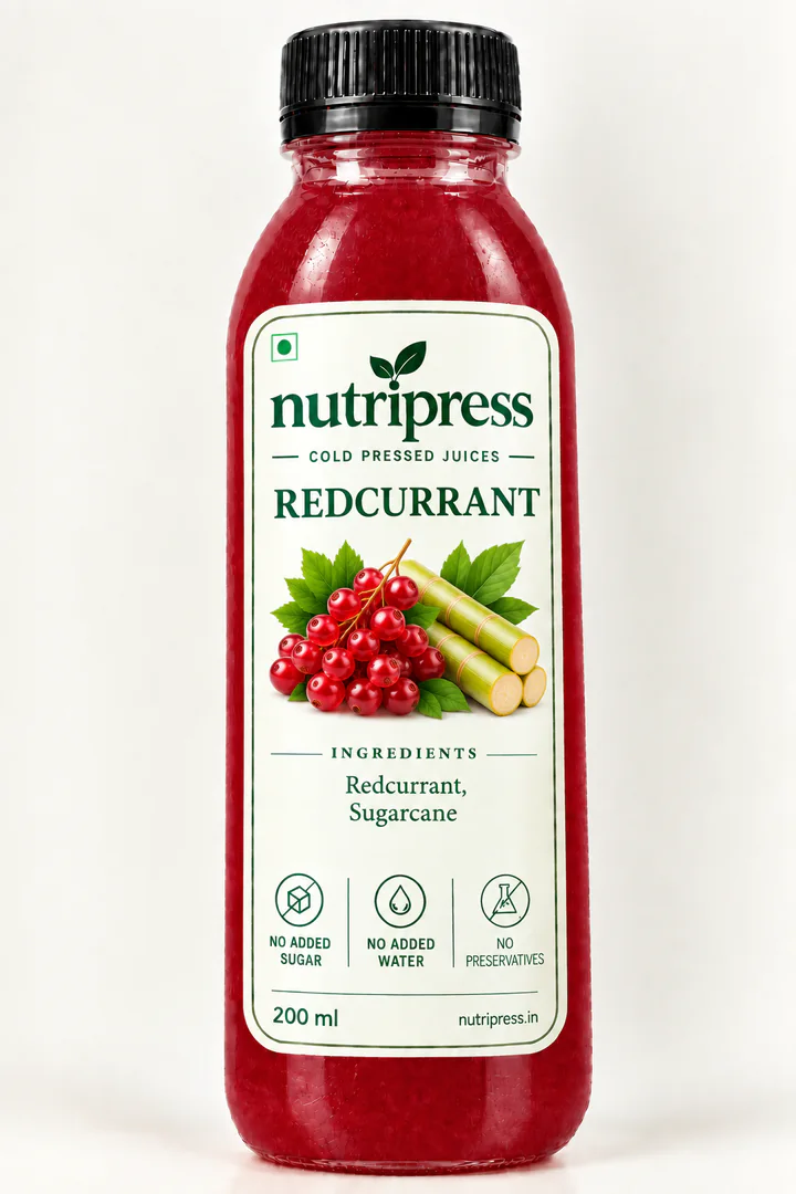 Nutripress Redcurrant cold-pressed juice bottle